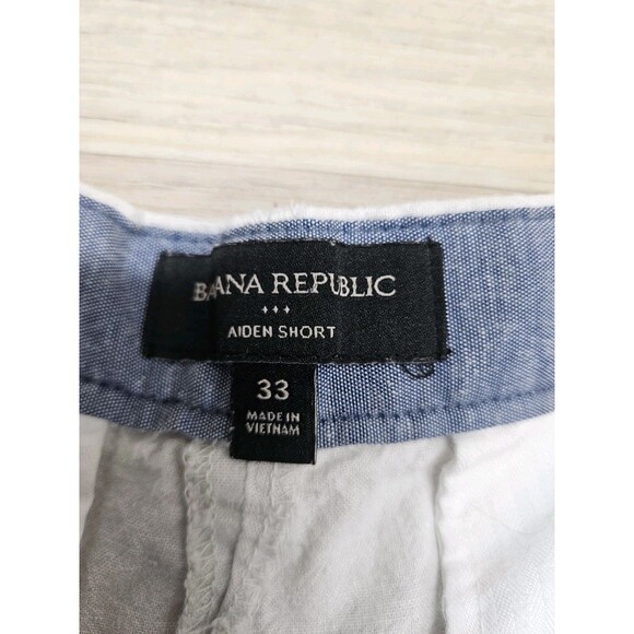 Banana Republic Mens Aiden Shorts Beige Chino Size 33 Linen Cotton - Picture 7 of 8